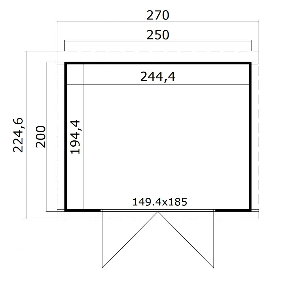 Outdoor Life Blokhut Mila Platinum Grey-Wit 250 x 200 cm - Afbeelding 3